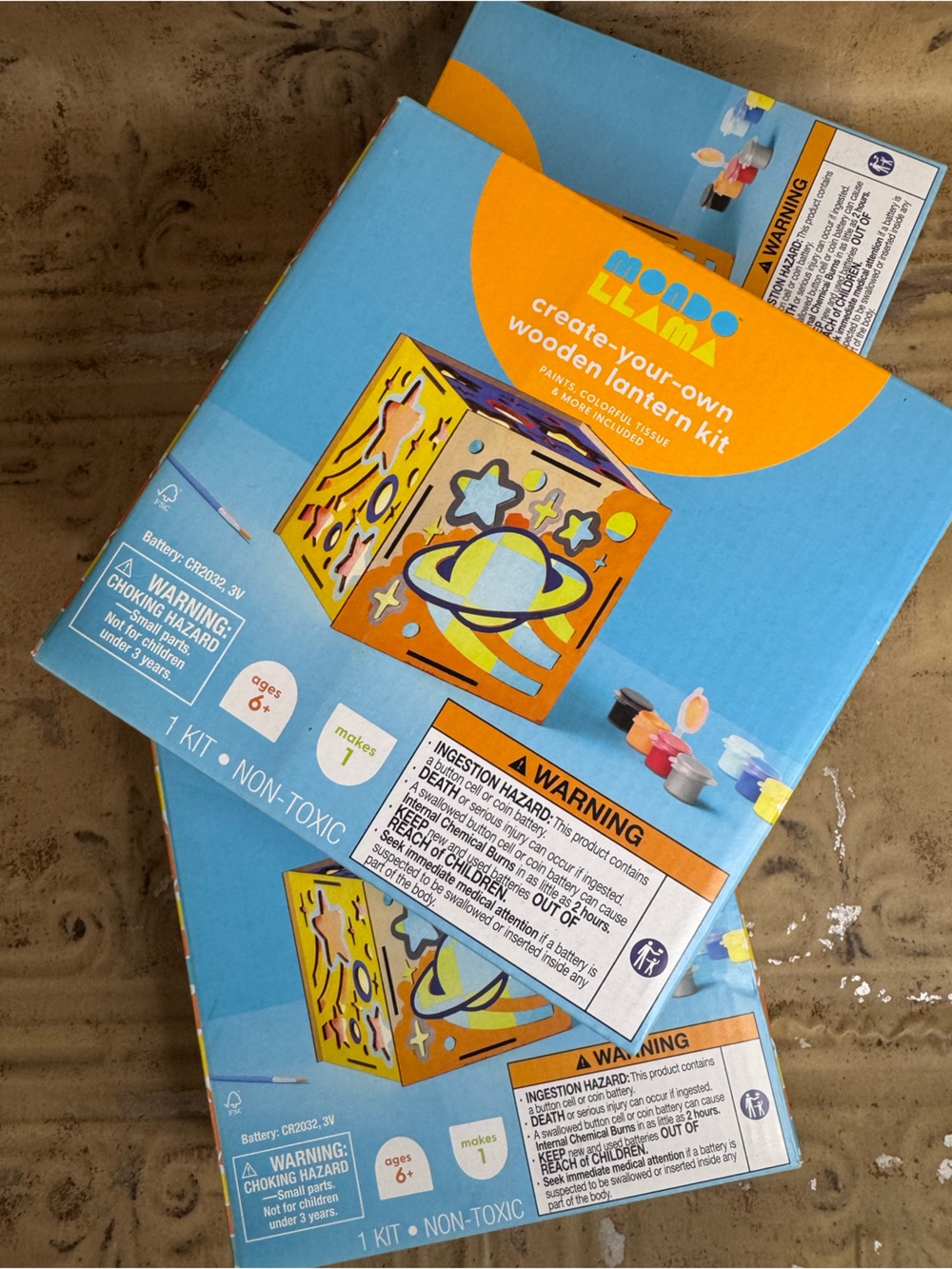 Mondo Llama Blue Create-Your-Own Wooden Lantern Kits- set of 2